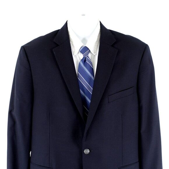 Hart Schaffner Marx Blue Thick Wool 2 Silver Button Blazer 44L /‎ Slim 46L - Picture 1 of 15